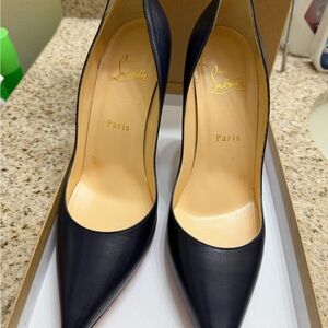 Christian Louboutin Dark Blue Heels with Red Soles